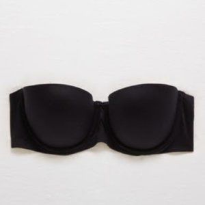 Aerie Real Sunnie Strapless Lightly Lined Bra (32D, Black)